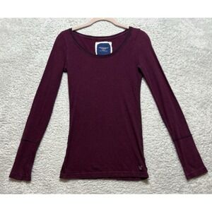 Vtg American Eagle Y2K Henley Top Gray Bella Swan Fitted Purple Striped Small